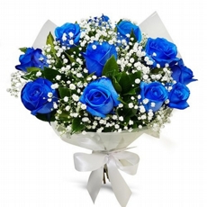 Buquê Tradicional com 12 Rosas Azuis