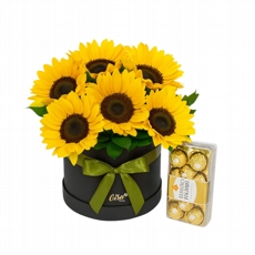 Box Girassóis com Ferrero Rocher